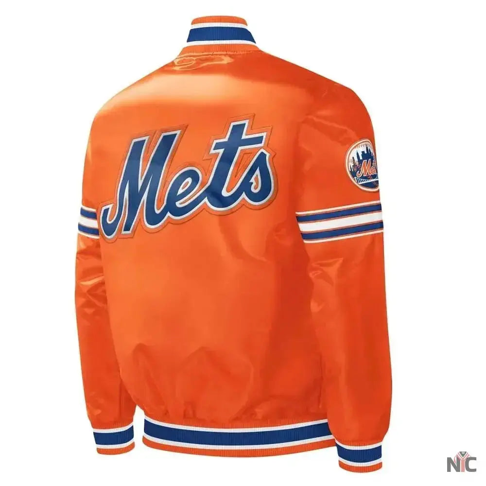 NY Mets Midfield Royal and Orange Satin Jacket