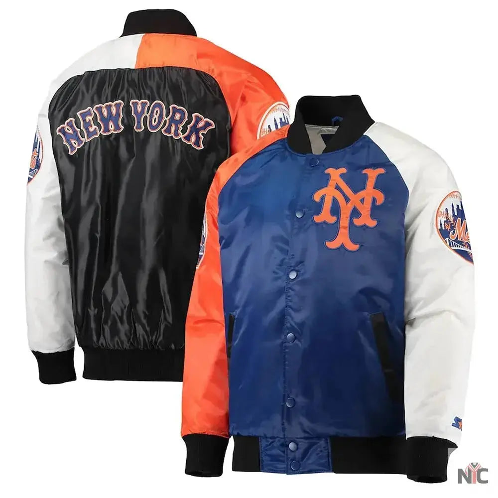 NY Mets Raglan Full-Snap Satin Jacket