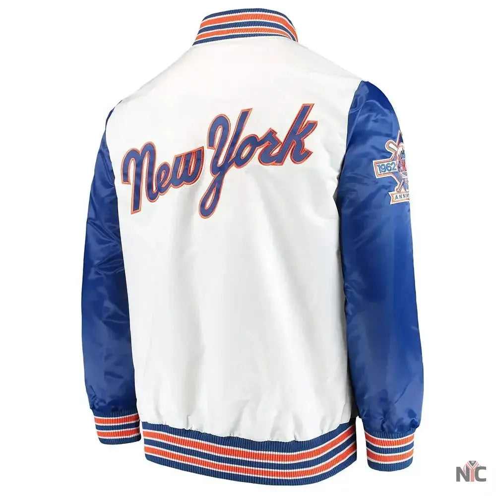 NY Mets The Legend Blue and White Satin Jacket