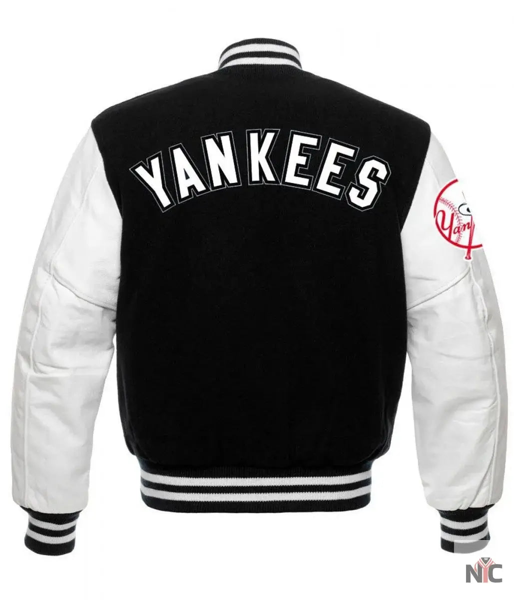 NY Yankees Black and White Varsity Jacket