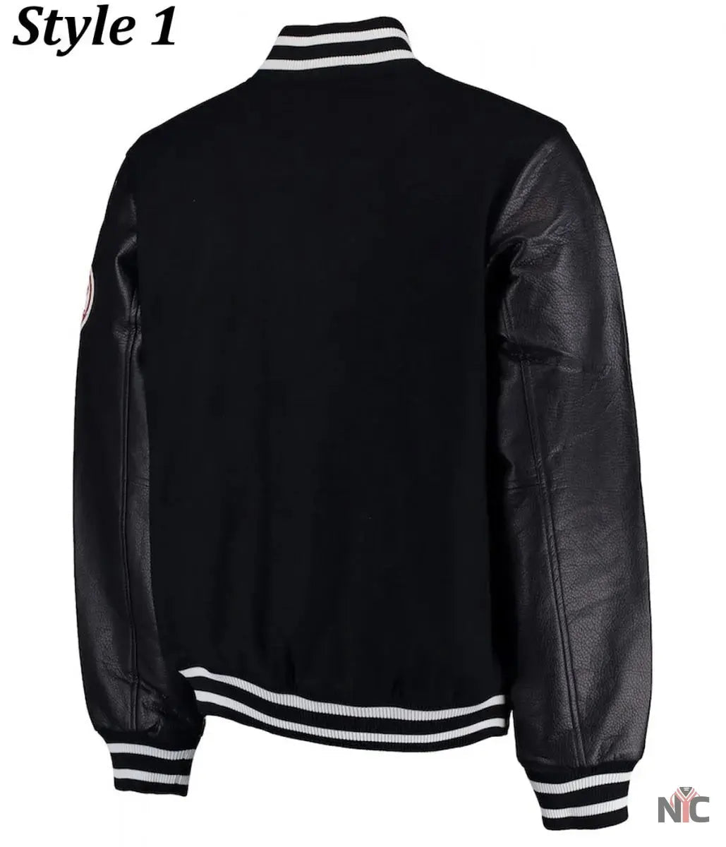 NY Yankees Varsity Wool Leather Black Jacket