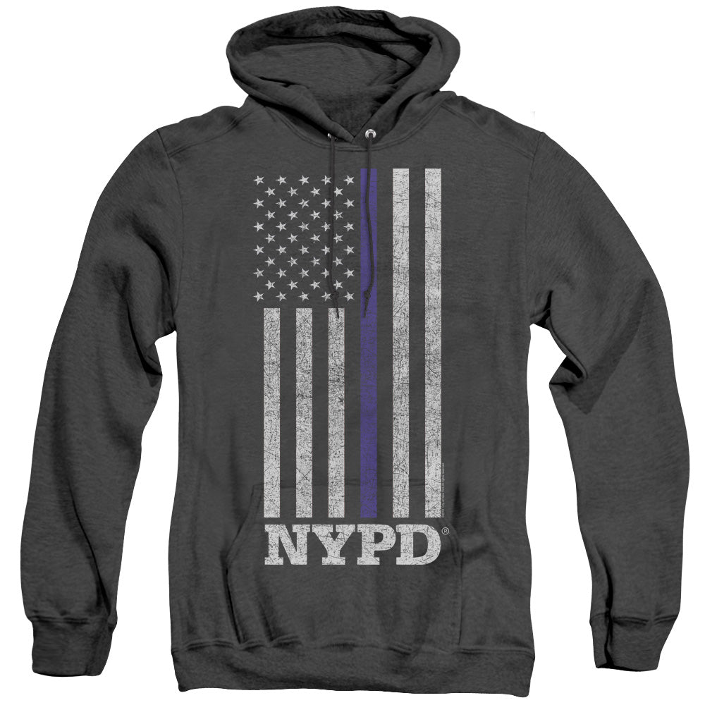 New York City Thin Blue Line Mens Heather Hoodie Black Officially Licensed