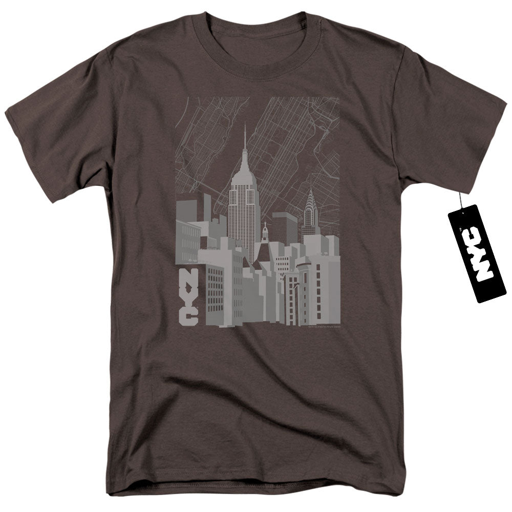 New York City Manhattan Monochrome Mens T Shirt Charcoal Officially Licensed