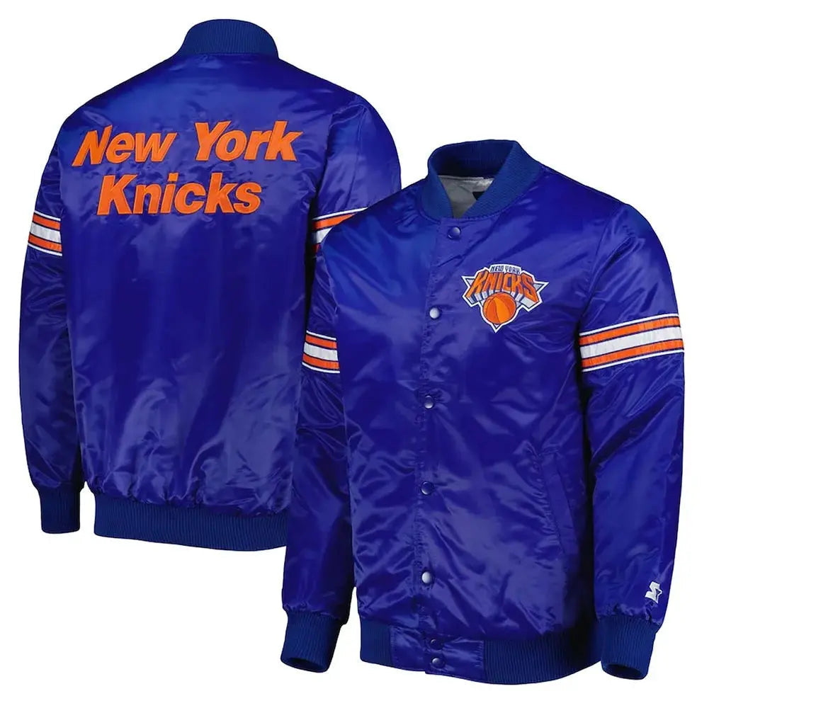 NY Knicks Pick & Roll Blue Satin Jacket