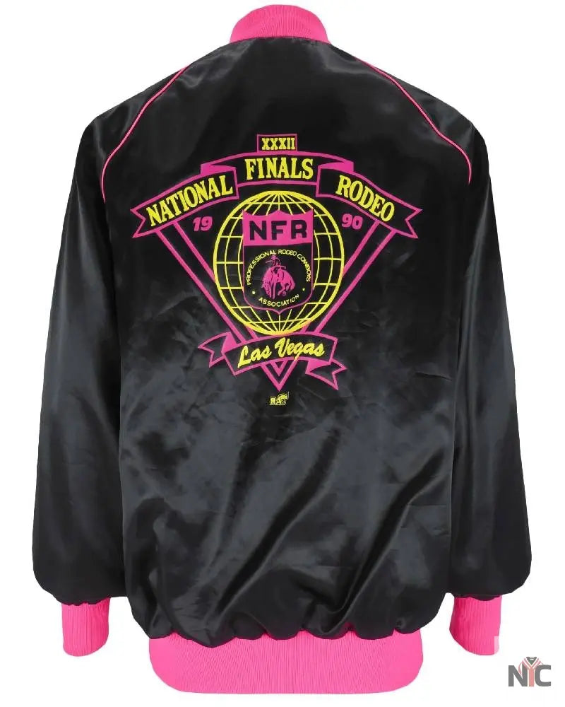 National Finals Rodeo 1990 Black Satin Jacket