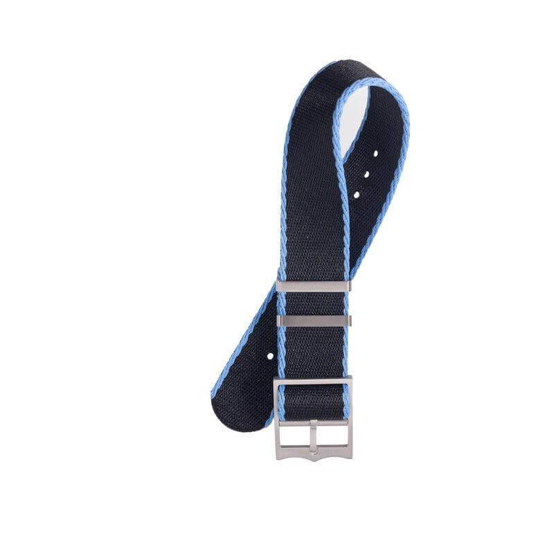 Eco-Friendly Nylon Military Watch Strap Black - Light Blue - Tudor Watch Style