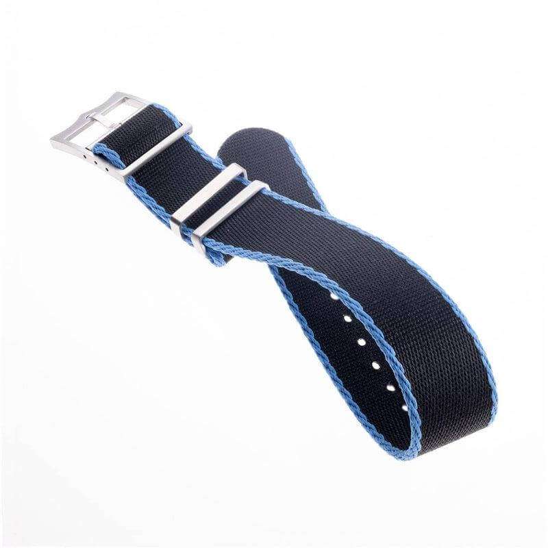Eco-Friendly Nylon Military Watch Strap Black - Light Blue - Tudor Watch Style