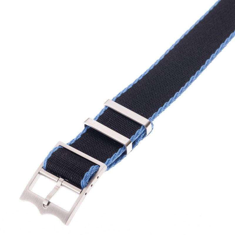 Eco-Friendly Nylon Military Watch Strap Black - Light Blue - Tudor Watch Style