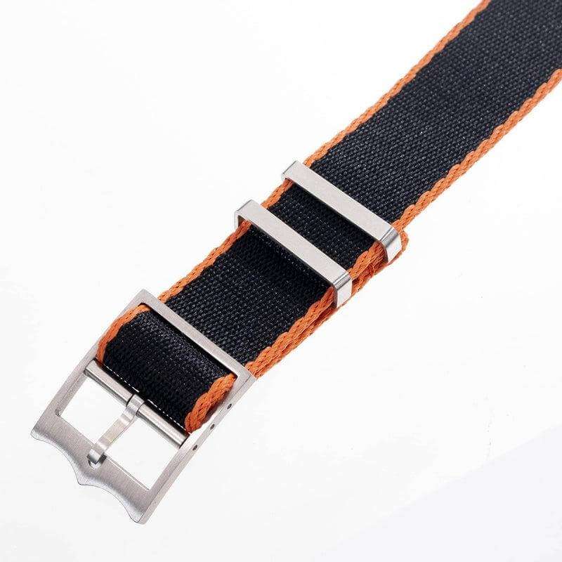 Eco-Friendly Nylon Military Watch Strap Black - Orange-Single Pass
