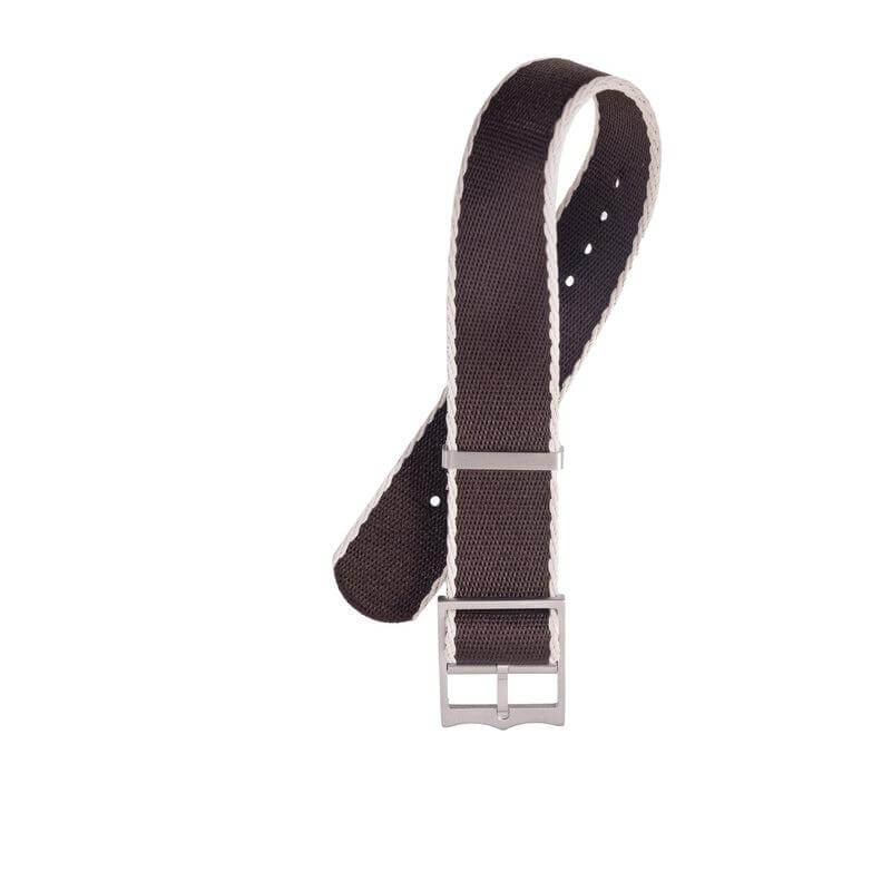 Eco-Friendly Nylon Military Watch Strap Brown Ecru- Single Pass