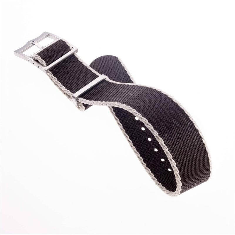 Eco-Friendly Nylon Military Watch Strap Brown Ecru- Single Pass