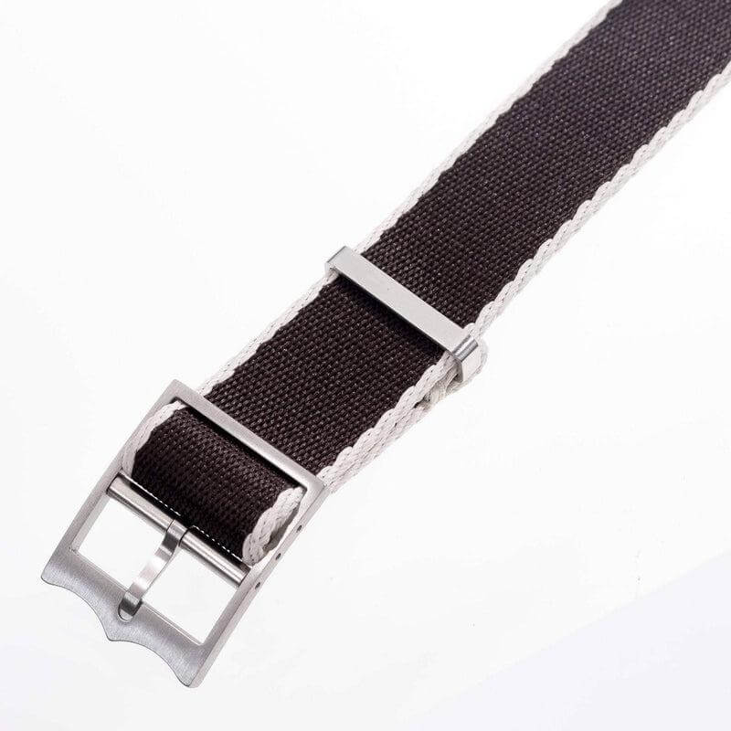 Eco-Friendly Nylon Military Watch Strap Brown Ecru- Single Pass