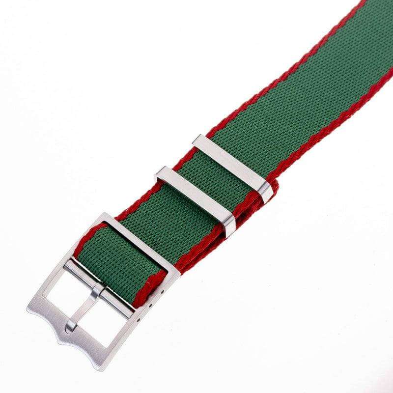Eco-Friendly Nylon Military Watch Strap Green Red- Single Pass