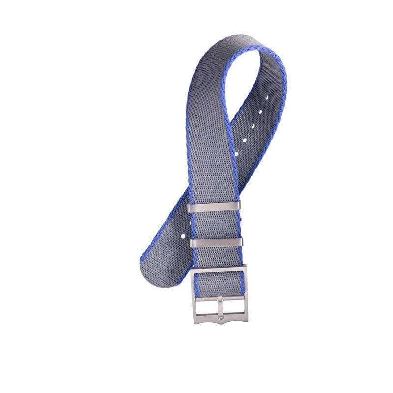 Eco-Friendly Nylon Military Watch Strap Grey - Blue - Single Pass