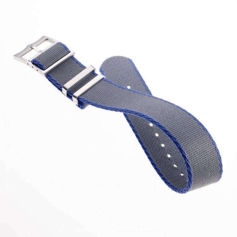 Eco-Friendly Nylon Military Watch Strap Grey - Blue - Single Pass