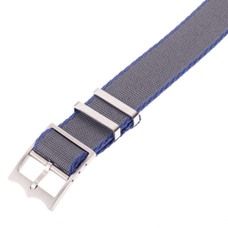 Eco-Friendly Nylon Military Watch Strap Grey - Blue - Single Pass