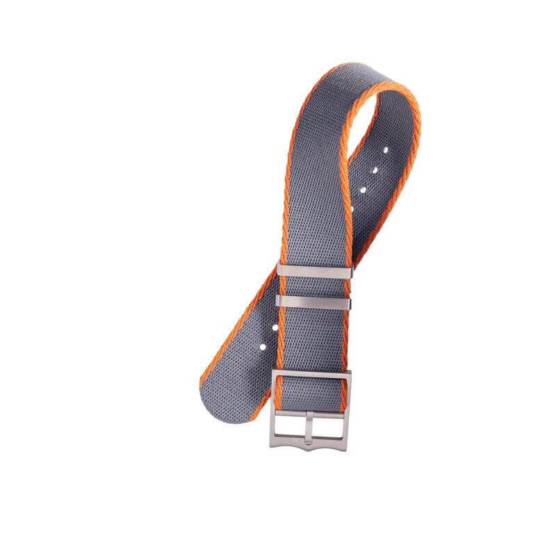 Eco-Friendly Nylon Military Watch Strap Grey-Orange - Single Pass