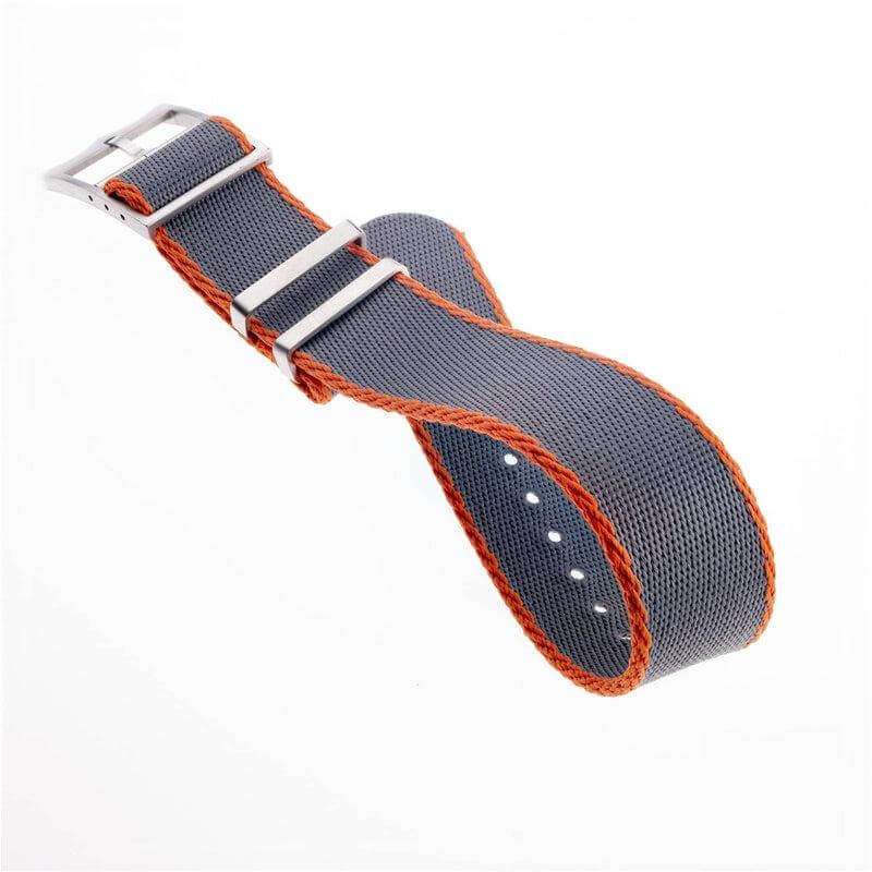 Eco-Friendly Nylon Military Watch Strap Grey-Orange - Single Pass