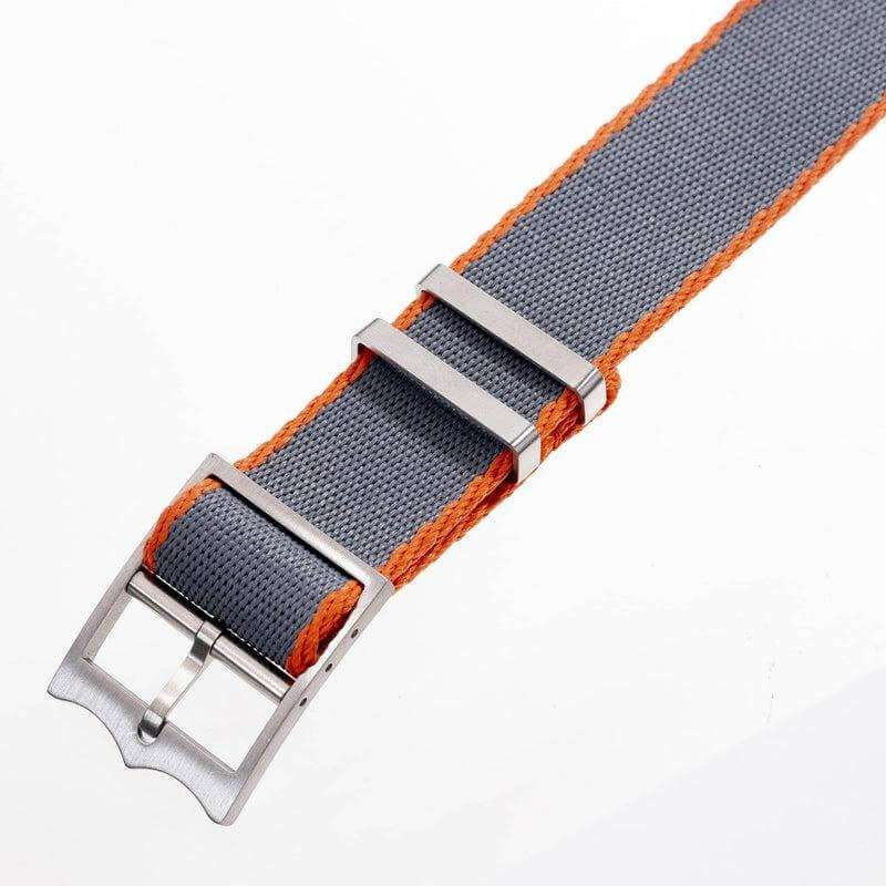 Eco-Friendly Nylon Military Watch Strap Grey-Orange - Single Pass