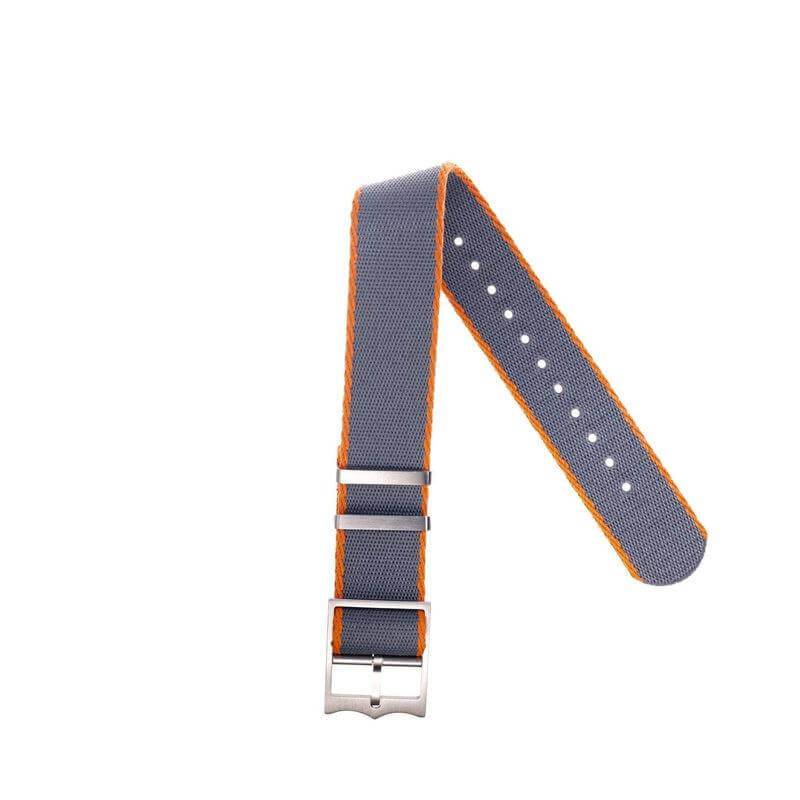 Eco-Friendly Nylon Military Watch Strap Grey-Orange - Single Pass