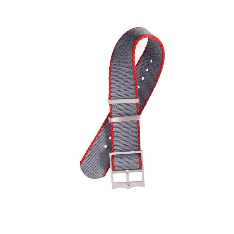 Eco-Friendly Nylon Military Watch Strap Watch Strap Grey-Red - Single Pass
