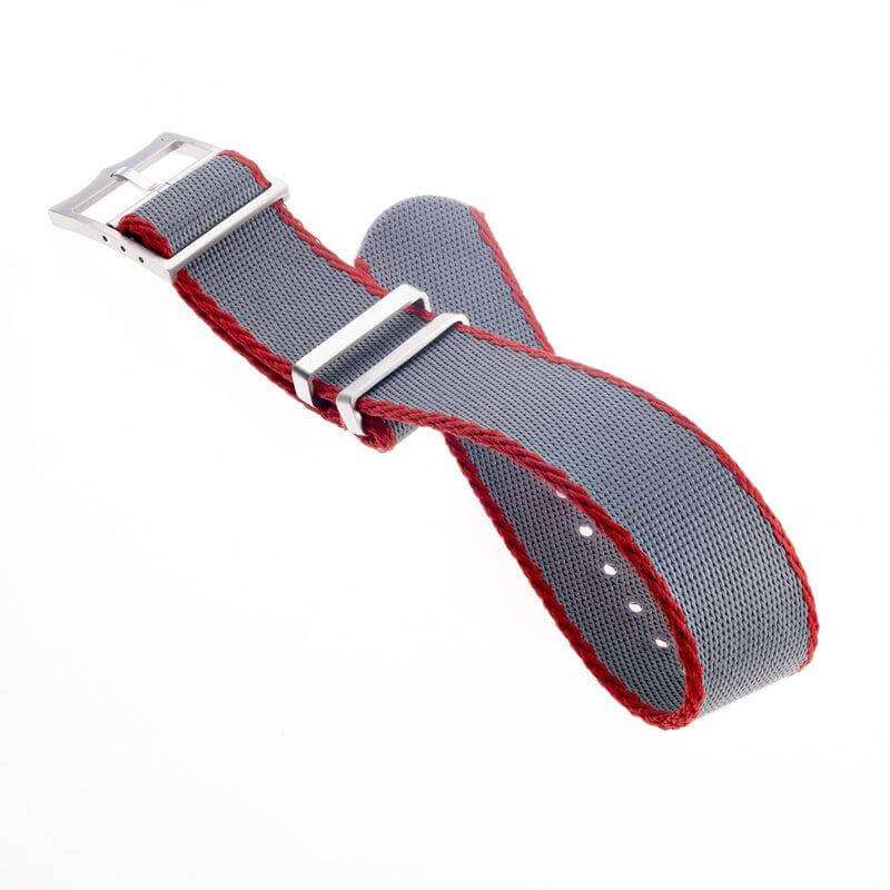 Eco-Friendly Nylon Military Watch Strap Watch Strap Grey-Red - Single Pass