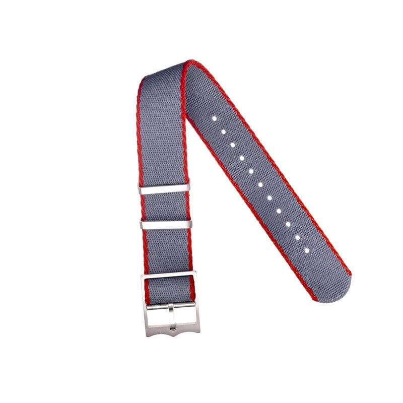 Eco-Friendly Nylon Military Watch Strap Watch Strap Grey-Red - Single Pass
