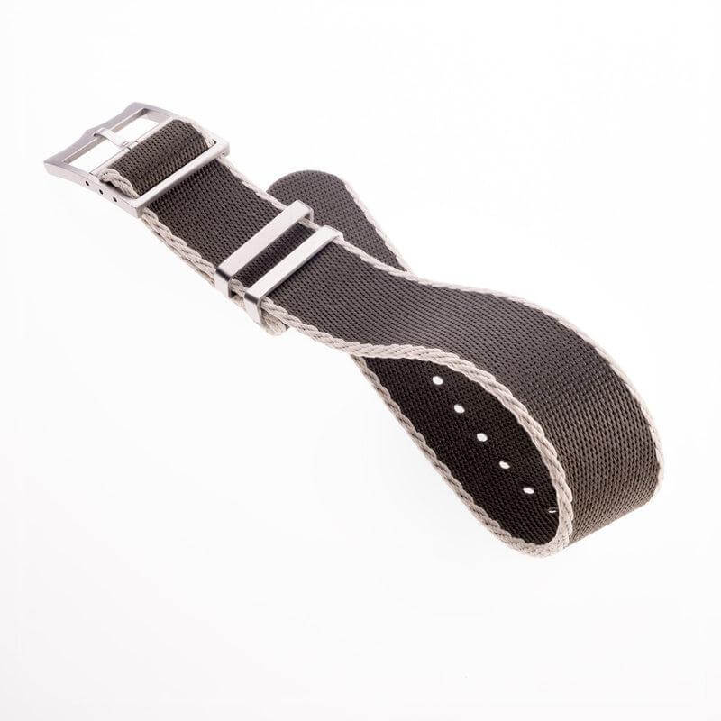Eco-Friendly Nylon Military Watch Strap Military Green - Ecru- Single Pass