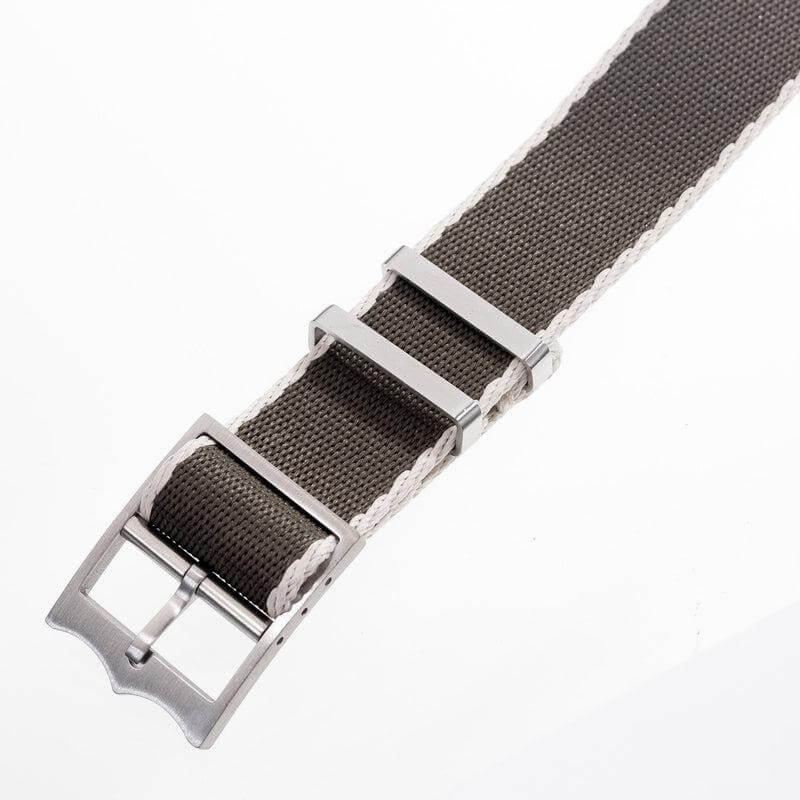 Eco-Friendly Nylon Military Watch Strap Military Green - Ecru- Single Pass