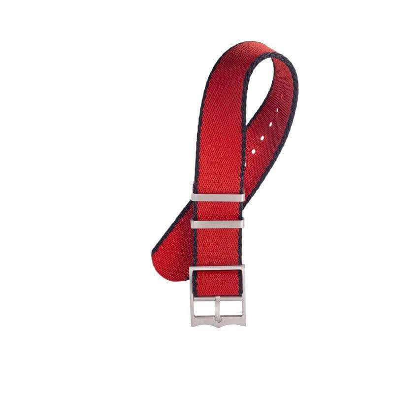 Eco-Friendly Nylon Military Watch Strap Watch Strap Red - Black- Single Pass