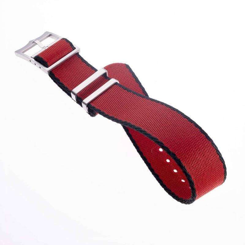 Eco-Friendly Nylon Military Watch Strap Watch Strap Red - Black- Single Pass