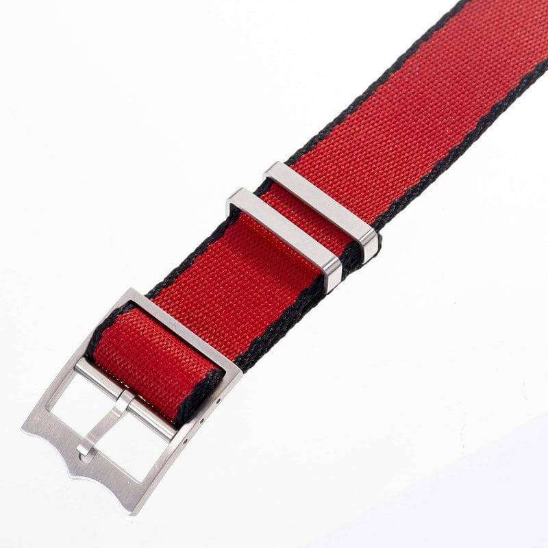 Eco-Friendly Nylon Military Watch Strap Watch Strap Red - Black- Single Pass