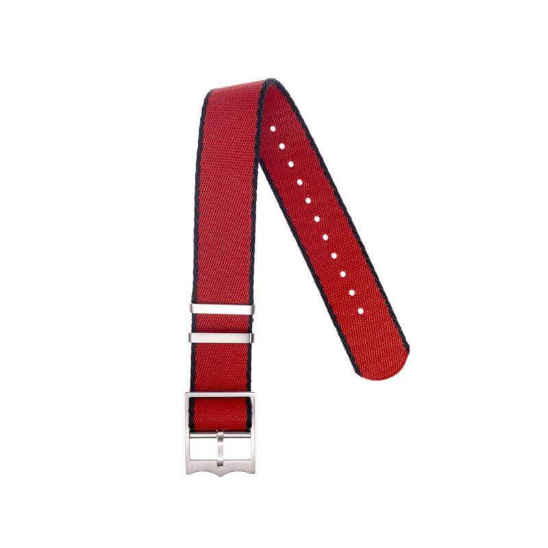 Eco-Friendly Nylon Military Watch Strap Watch Strap Red - Black- Single Pass