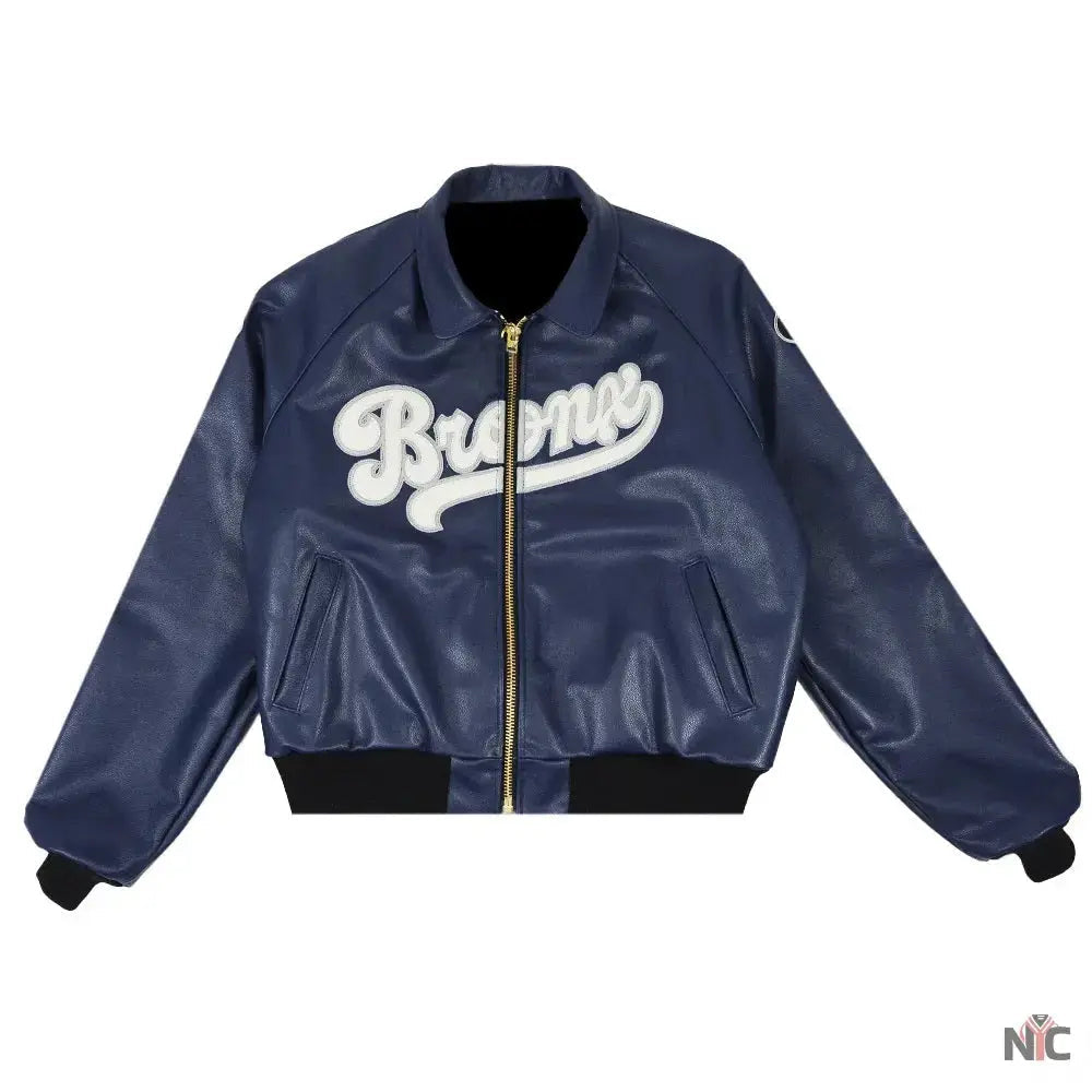 Navy Blue Bronx Vanson Leather Jacket