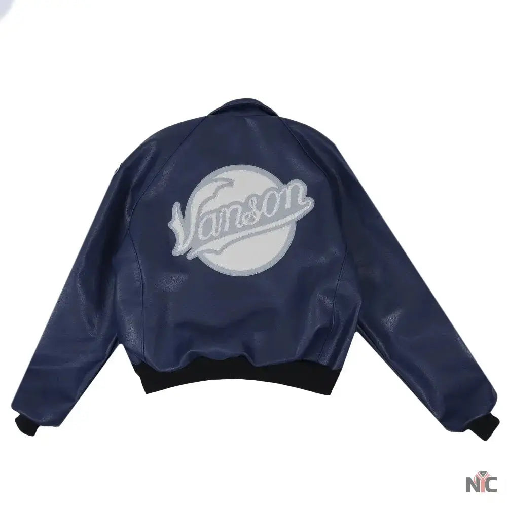 Navy Blue Bronx Vanson Leather Jacket