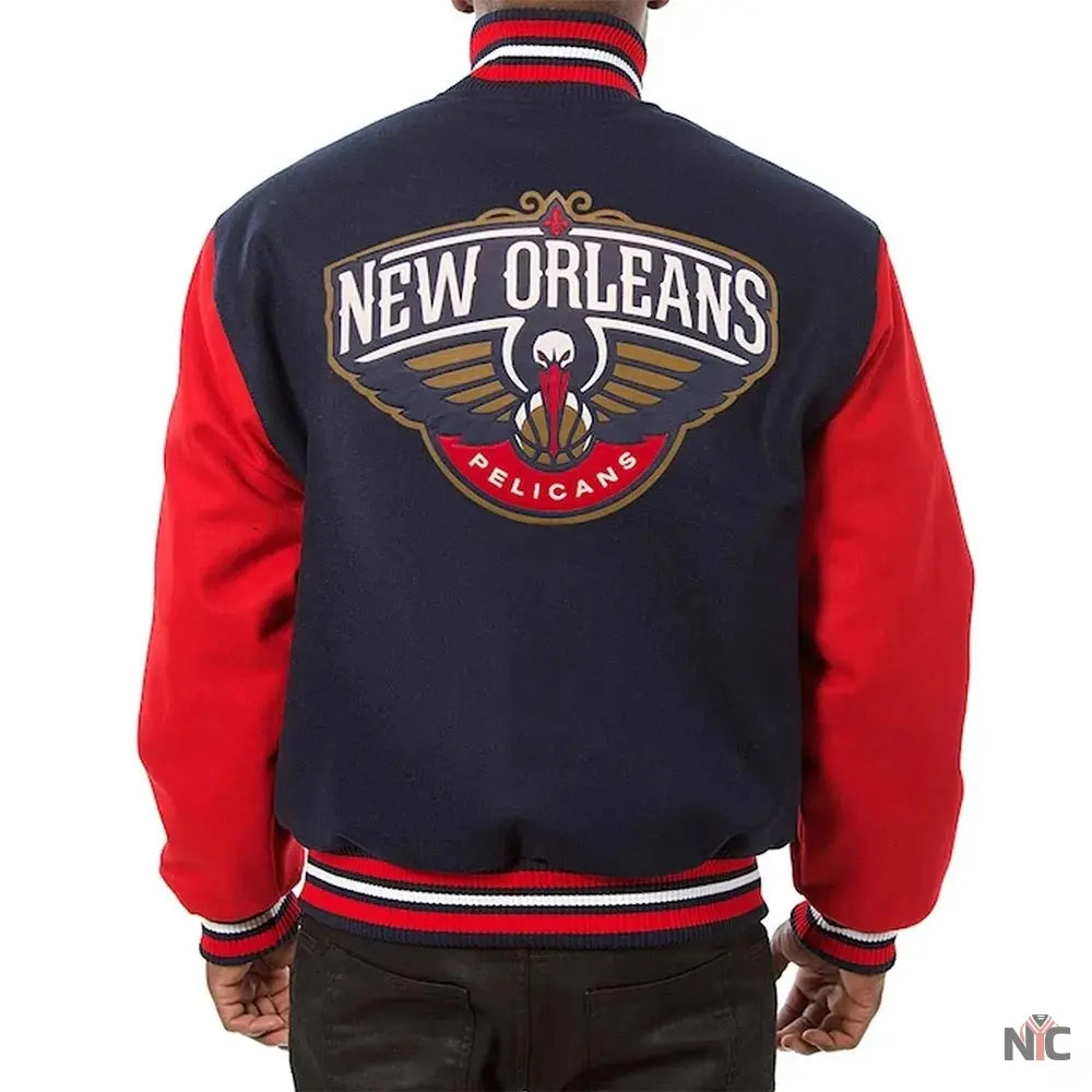 Navy and Red New Orleans Pelicans Varsity Jacket