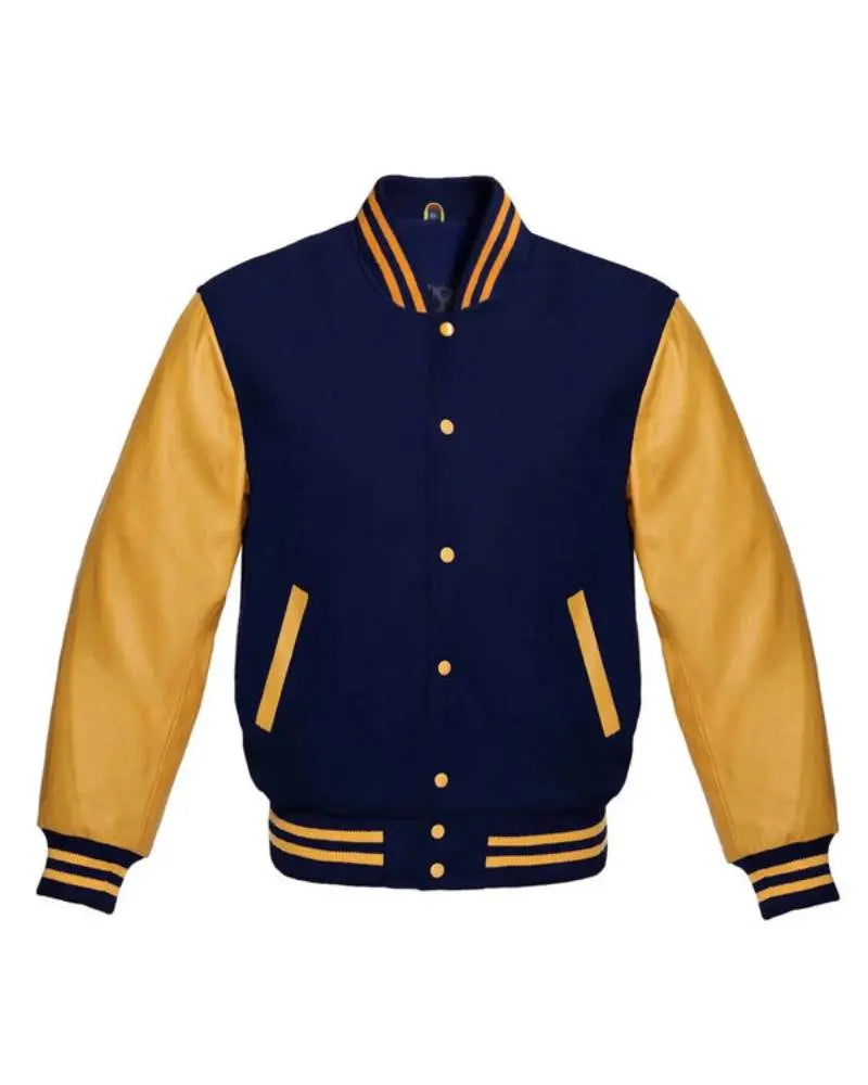 Navy Blue And Gold Varsity Jacket