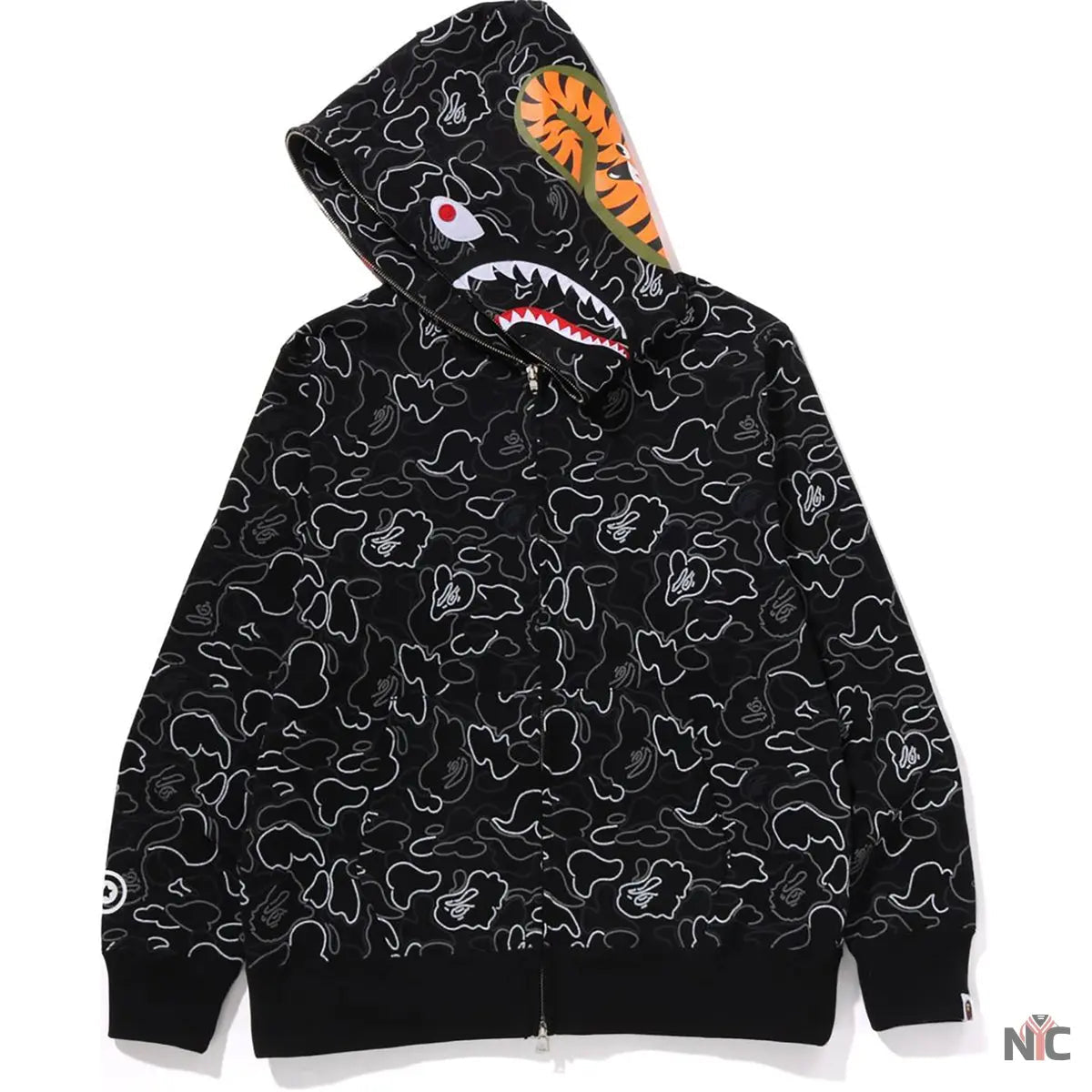 Neon Camo Shark Full Zip Hoodie Mens
