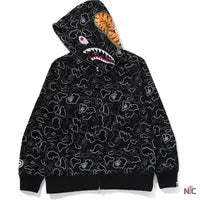 Neon Camo Shark Full Zip Hoodie Mens