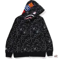 Neon Camo Shark Full Zip Hoodie Mens