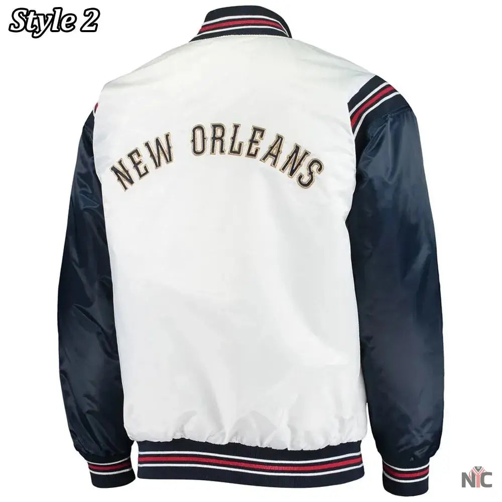 New Orleans Pelicans Renegade Varsity White Navy Jacket