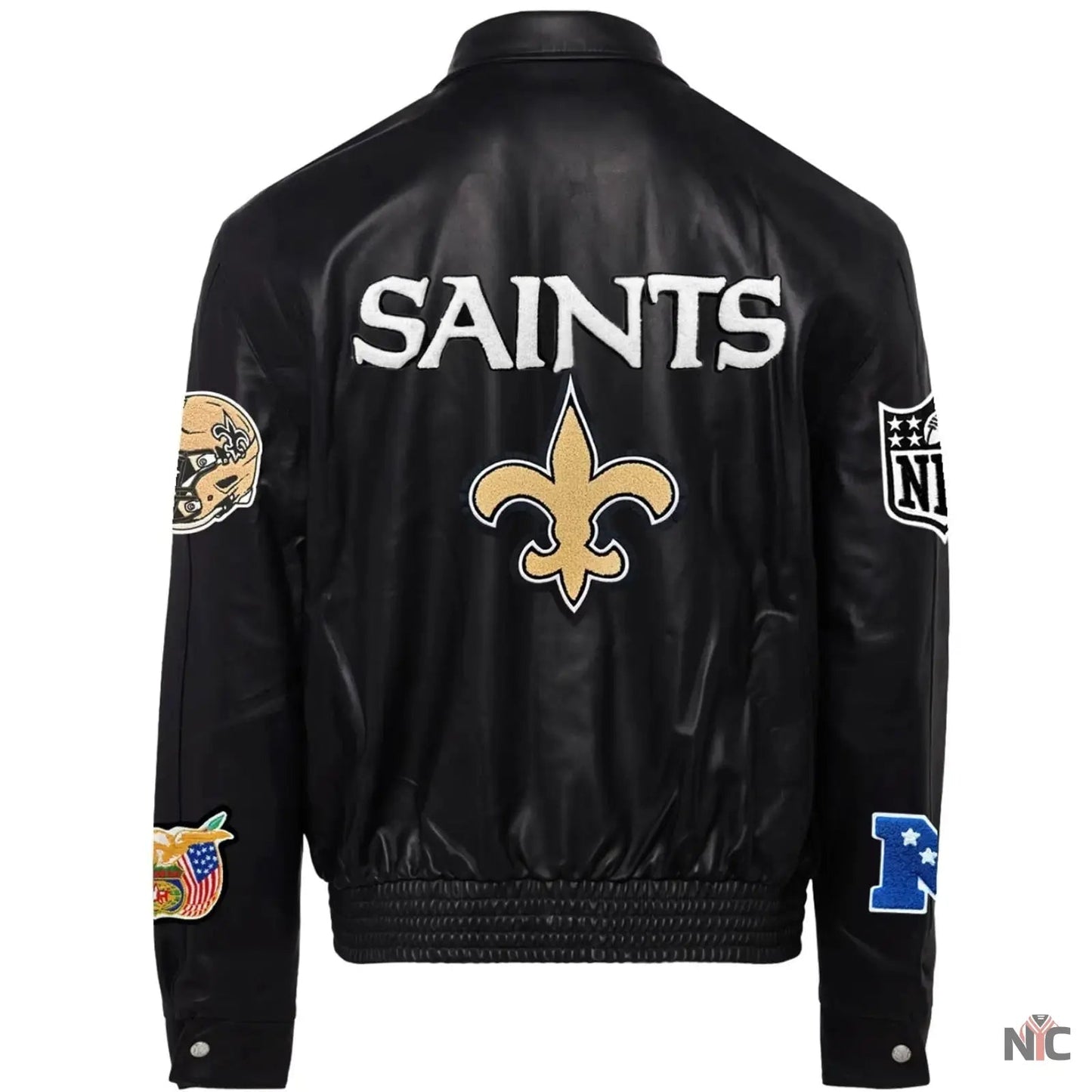 New Orleans Saints Jeff Hamilton Leather Varsity Jacket