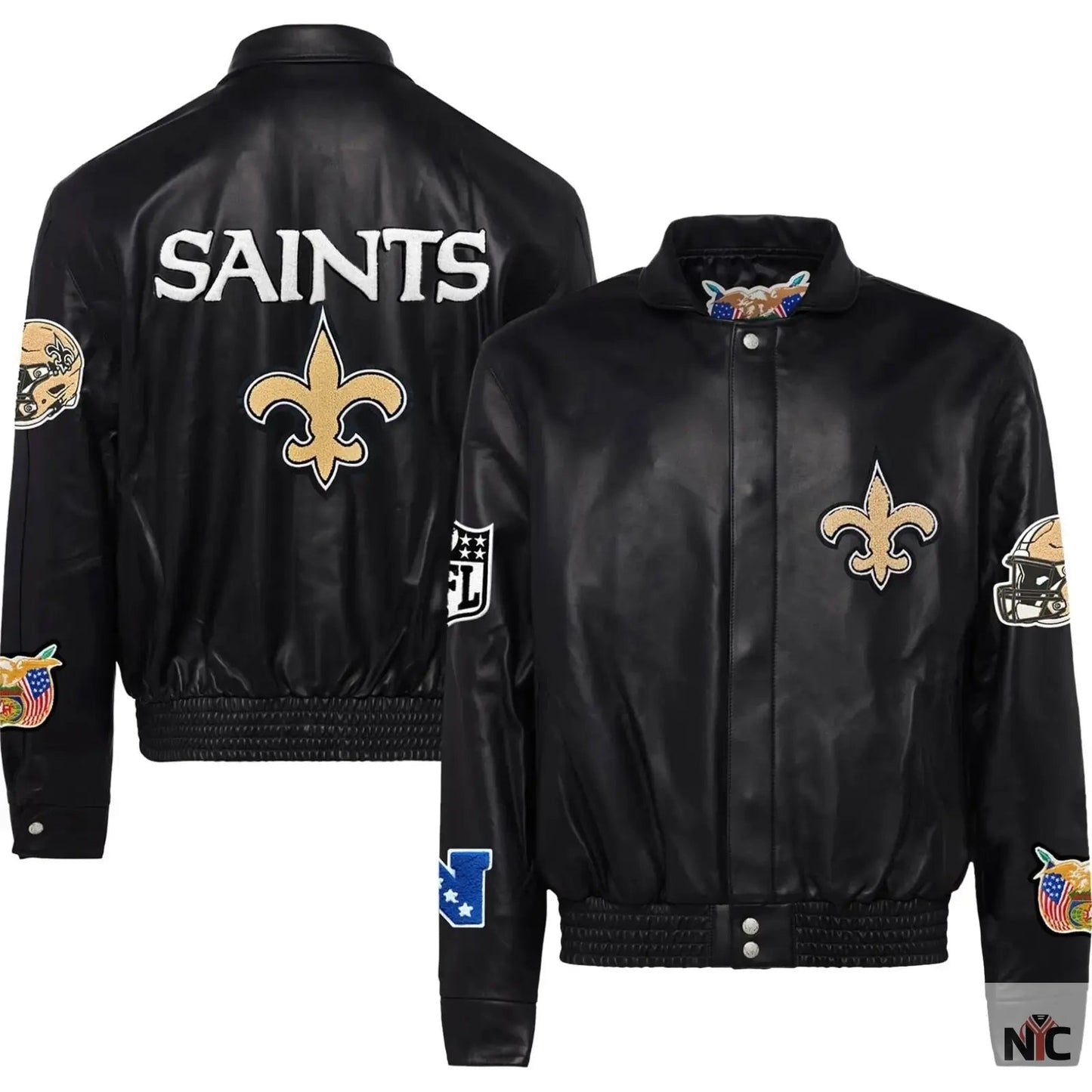 New Orleans Saints Jeff Hamilton Leather Varsity Jacket