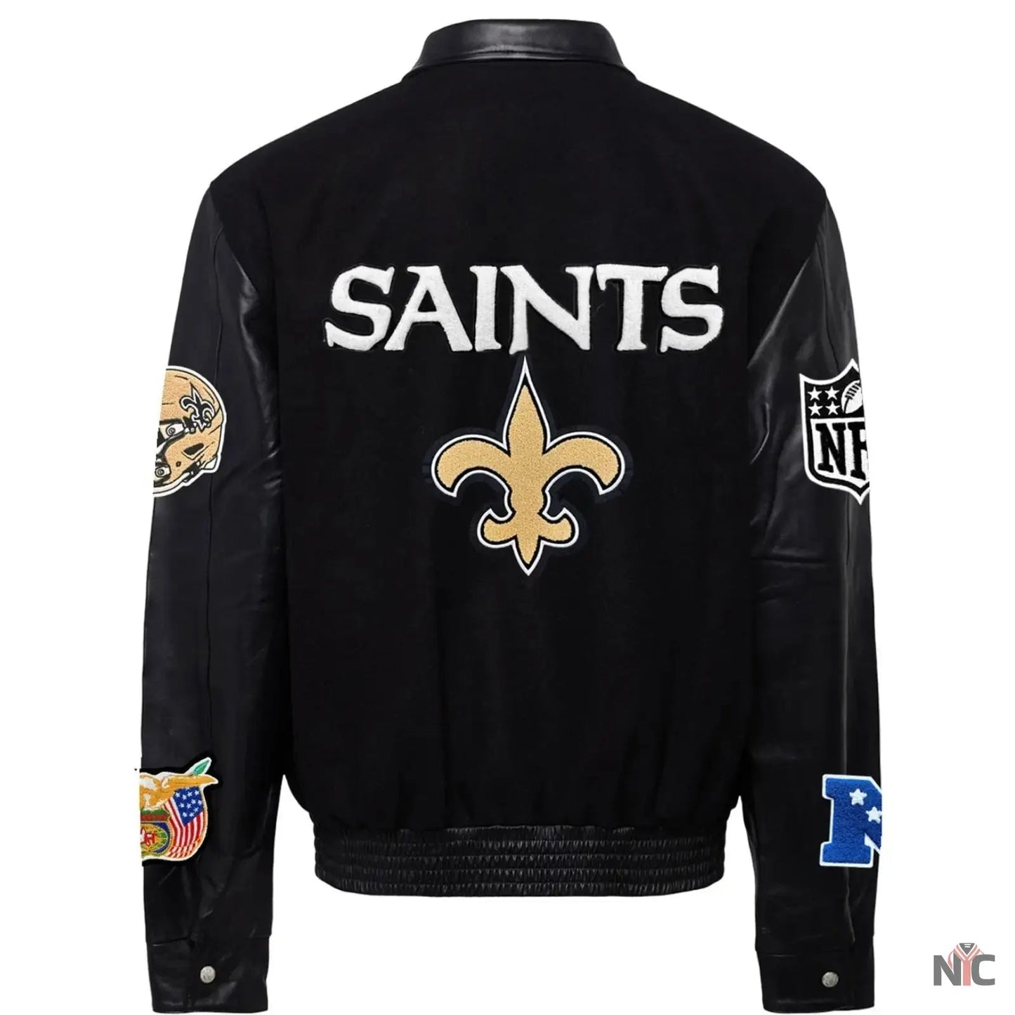 New Orleans Saints Jeff Hamilton Wool and Leather Jacket
