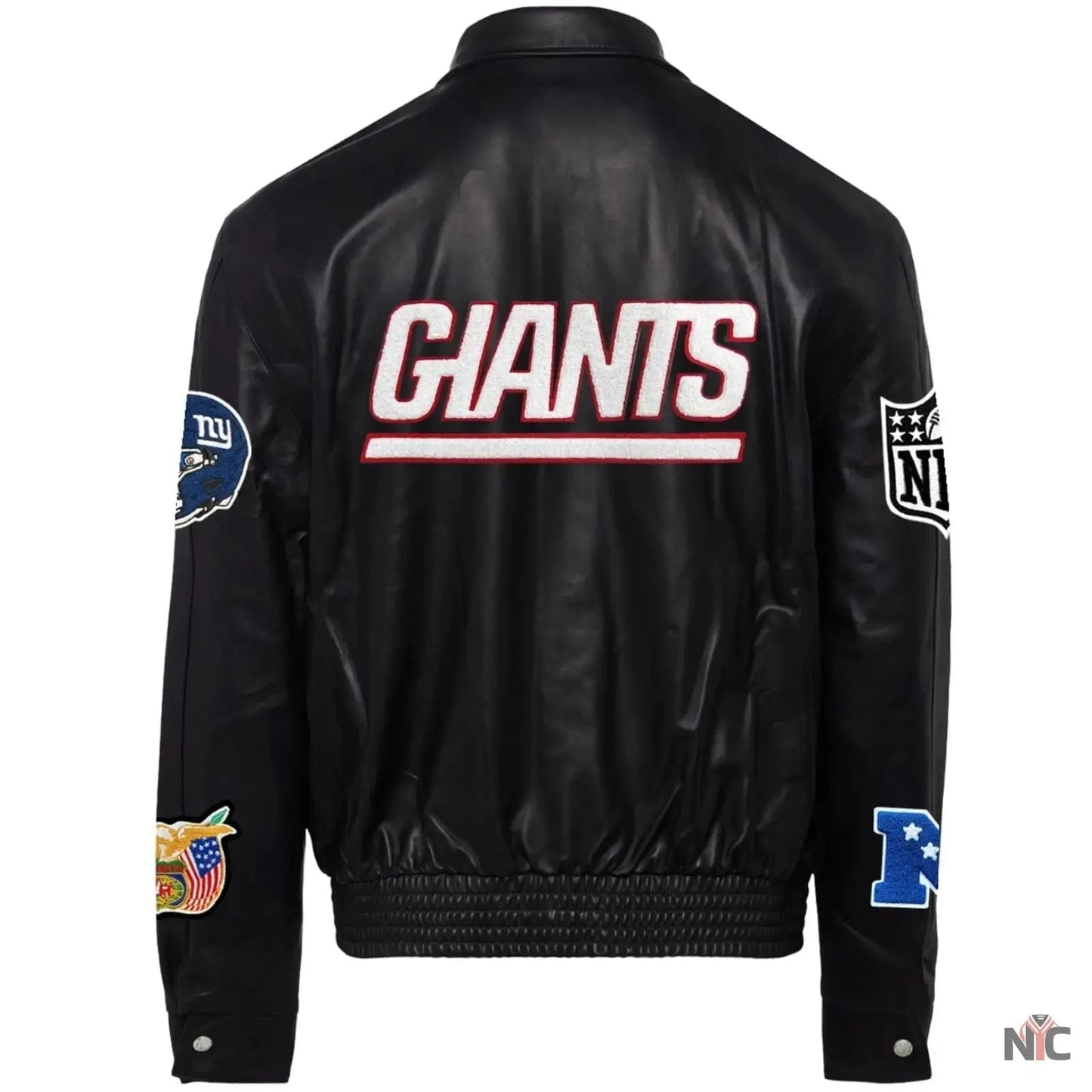 New York Giants Jeff Hamilton Black Leather Varsity Jacket