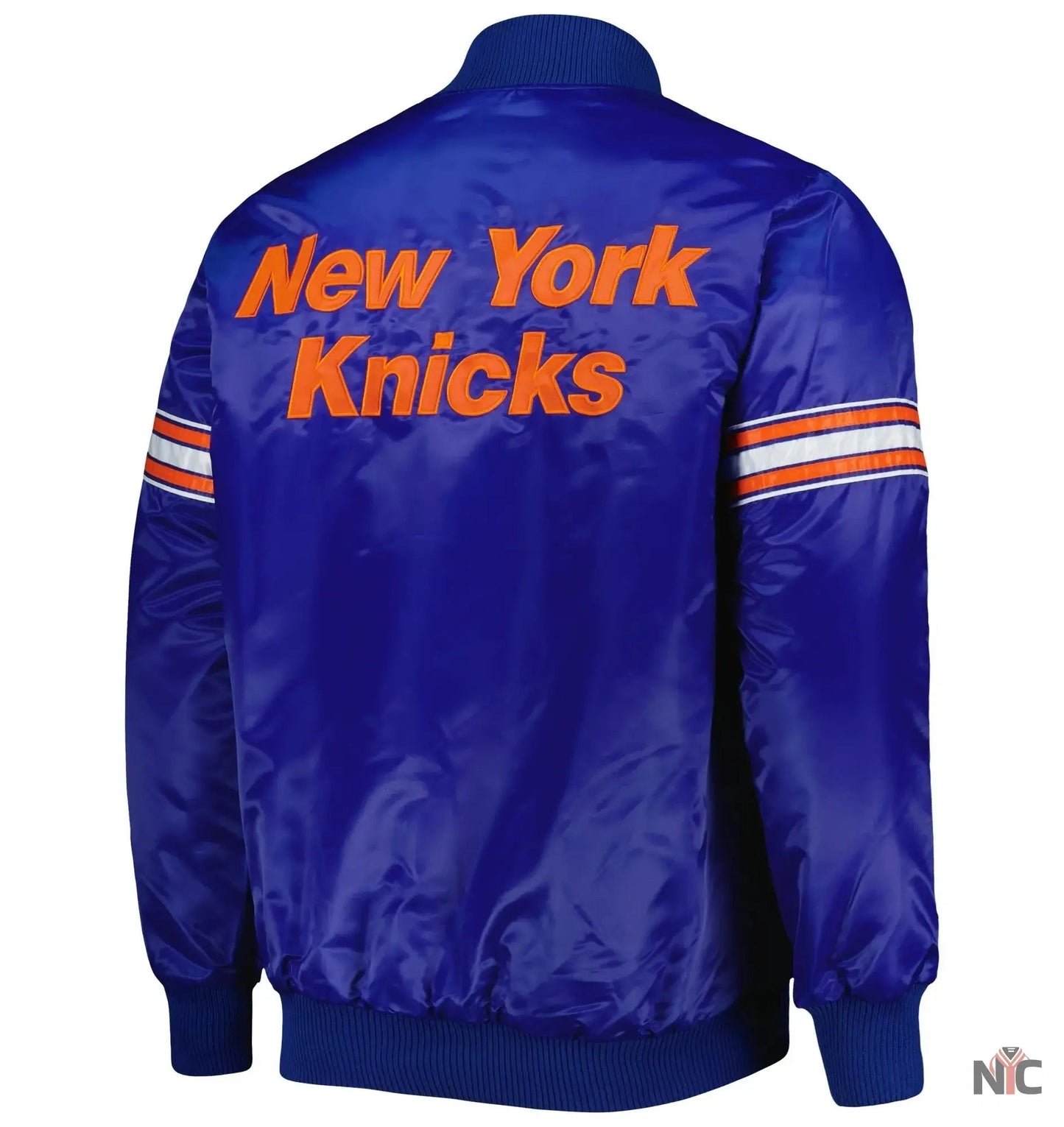 New York Knicks Pick & Roll Blue Satin Varsity Jacket
