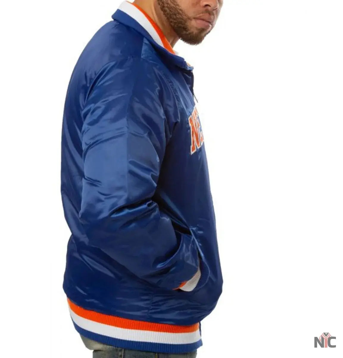 New York Knicks Starter Bomber Blue Satin Jacket