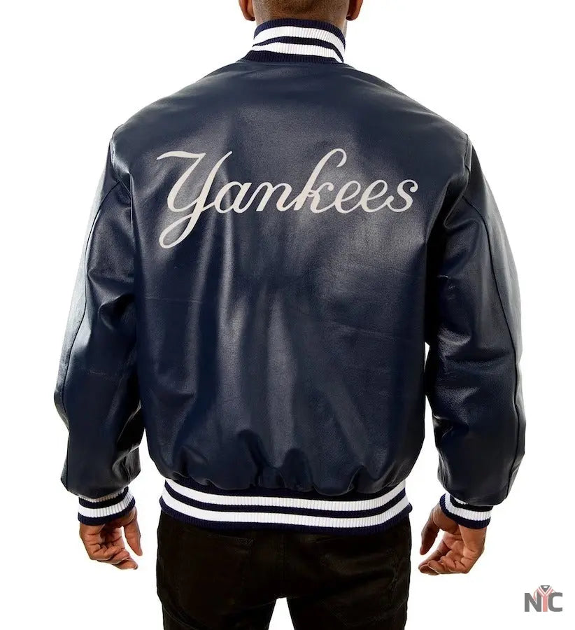 New York Yankees Blue Leather Jacket
