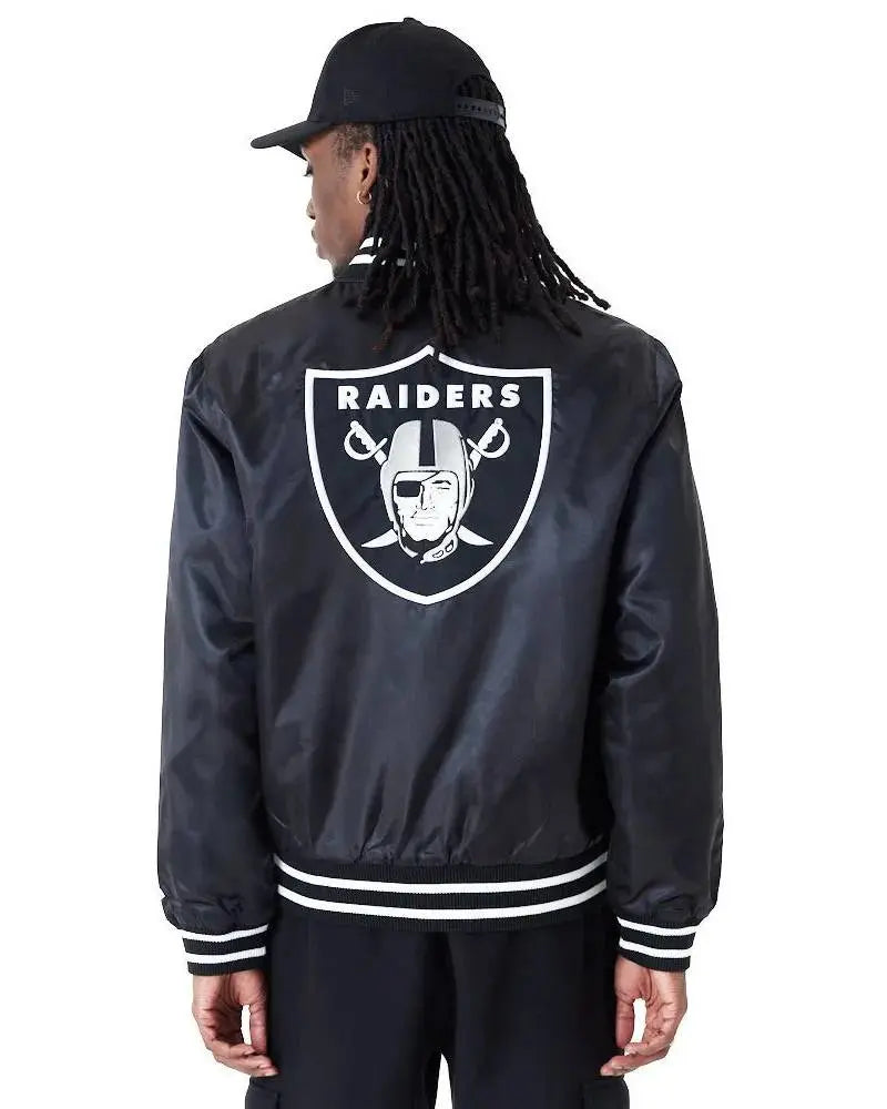 New Era NFL Satin Las Vegas Raiders Bomber Jacket