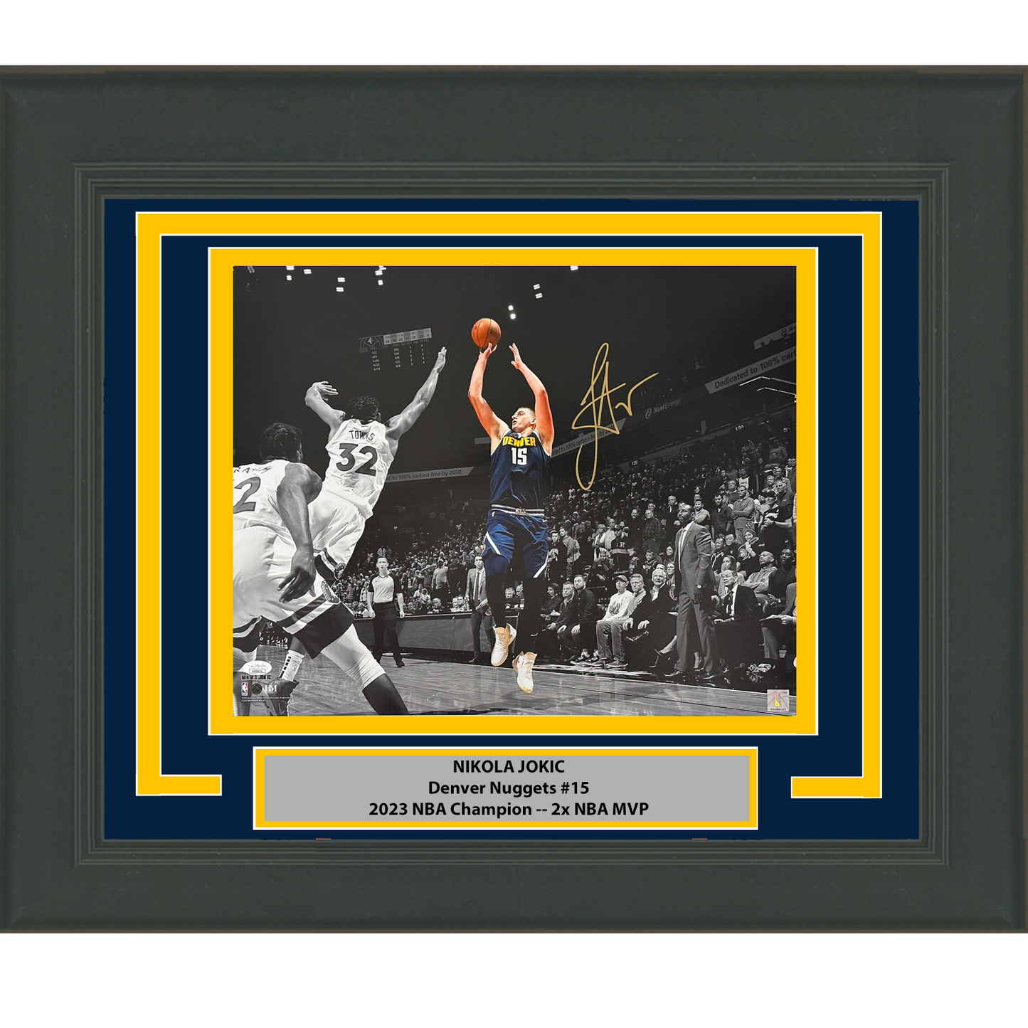 Framed Autographed/Signed Nikola Jokic Denver Nuggets 16x20 Basketball Photo JSA COA #4